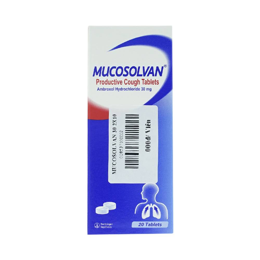 Viên nén Mucosolvan 30mg Sanofi làm loãng đờm trong viêm phế quản (2 vỉ x 10 viên)