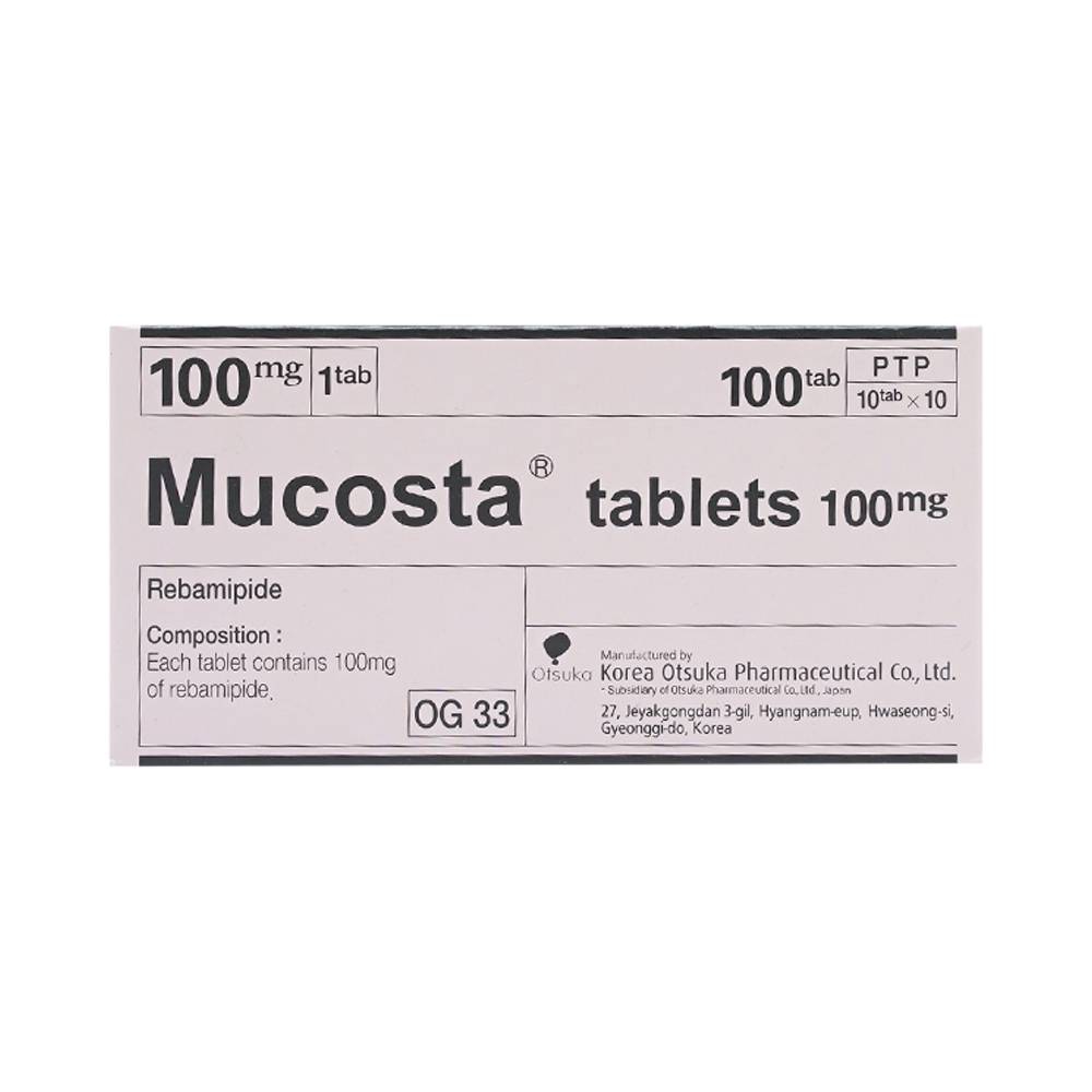 Viên nén Mucosta tablets 100mg Otsuka điều trị loét dạ dày, viêm niêm mạc dạ dày (10 vỉ x 10 viên) 