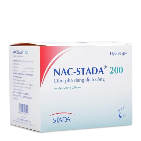 Cốm pha dung dịch uống NAC-Stada 200 điều trị viêm phế quản cấp và mãn tính (50 gói x 3g)