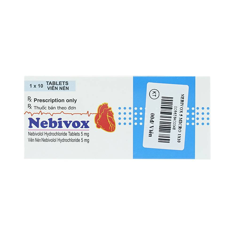 Thuốc Nebivox 5mg Micro điều trị tăng huyết áp (1 vỉ x 10 viên)