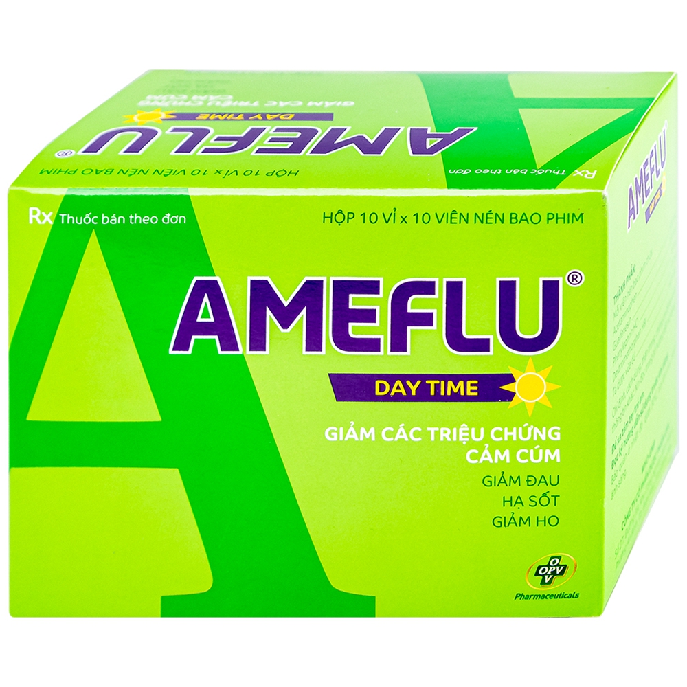 Thuốc Ameflu Day Time OPV giảm các triệu chứng cảm lạnh và cảm cúm (10 vỉ x 10 viên)