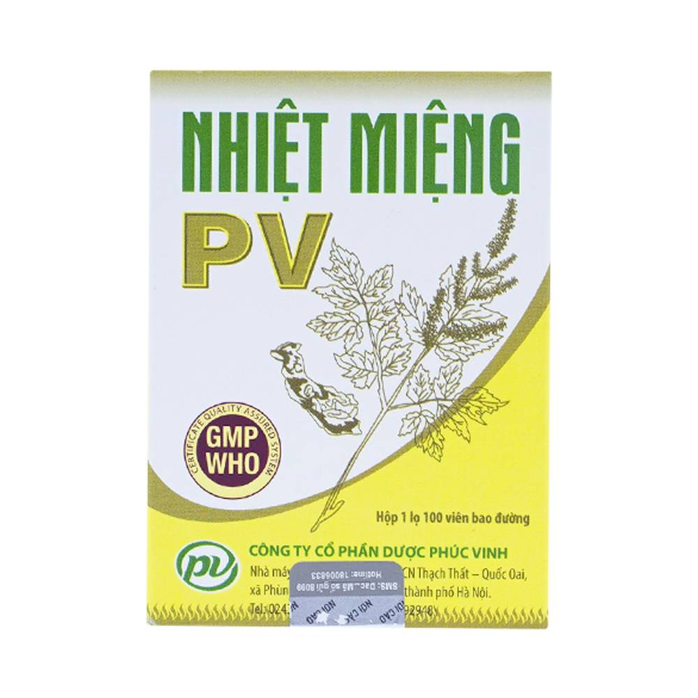 Thuốc Nhiệt Miệng PV điều trị viêm loét miệng lưỡi, miệng môi sưng đau  (100 viên)