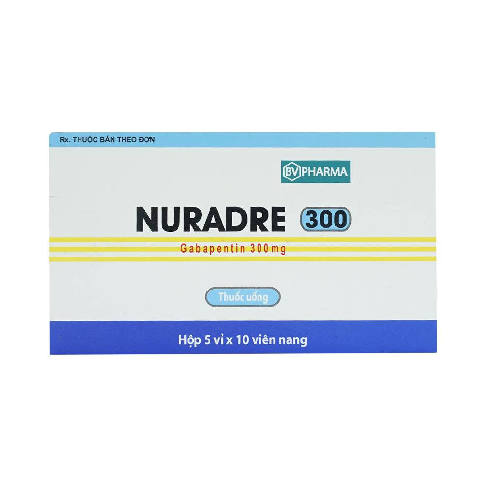 Viên nang Nuradre 300 BV Pharma điều trị động kinh cục bộ (5 vỉ x 10 viên)