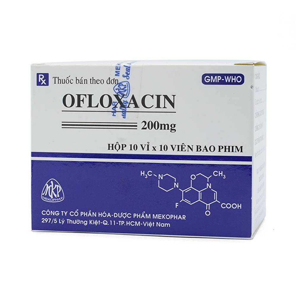 Thuốc Ofloxacin 200mg Mekophar điều trị nhiễm khuẩn (10 vỉ x 10 viên)