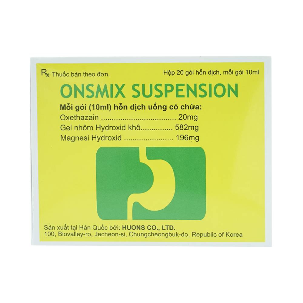 Hỗn dịch uống Onsmix Suspension Huons giảm acid dạ dày, chứng ợ nóng (20 gói x 10ml)