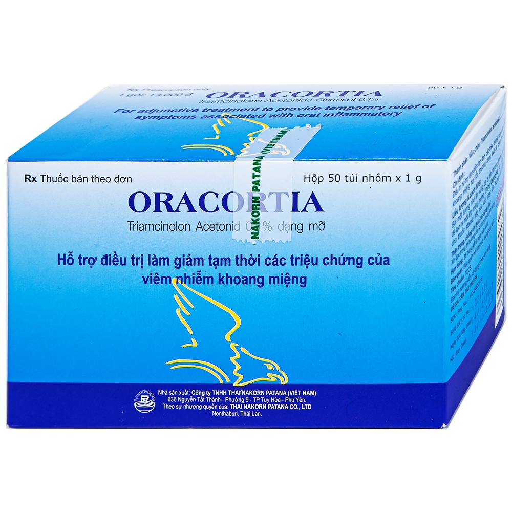 Thuốc mỡ Oracortia 0.1% Thai Nakorn Patana hỗ trợ điều trị viêm nhiễm khoang miệng (50 gói x 1g)