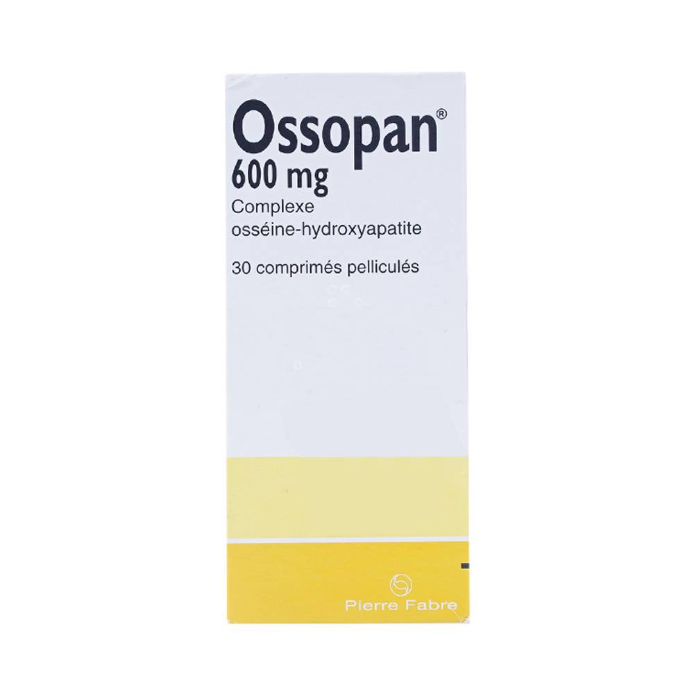 Thuốc Ossopan 600mg Pierre Fabre bổ sung canxi, điều trị loãng xương (3 vỉ x 10 viên)