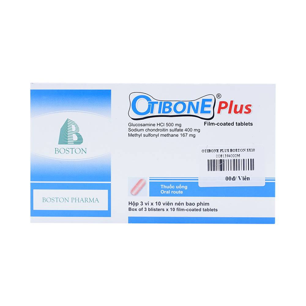 Thuốc Otibone Plus Boston giảm các triệu chứng của thoái hóa khớp gối (3 vỉ x 10 viên)