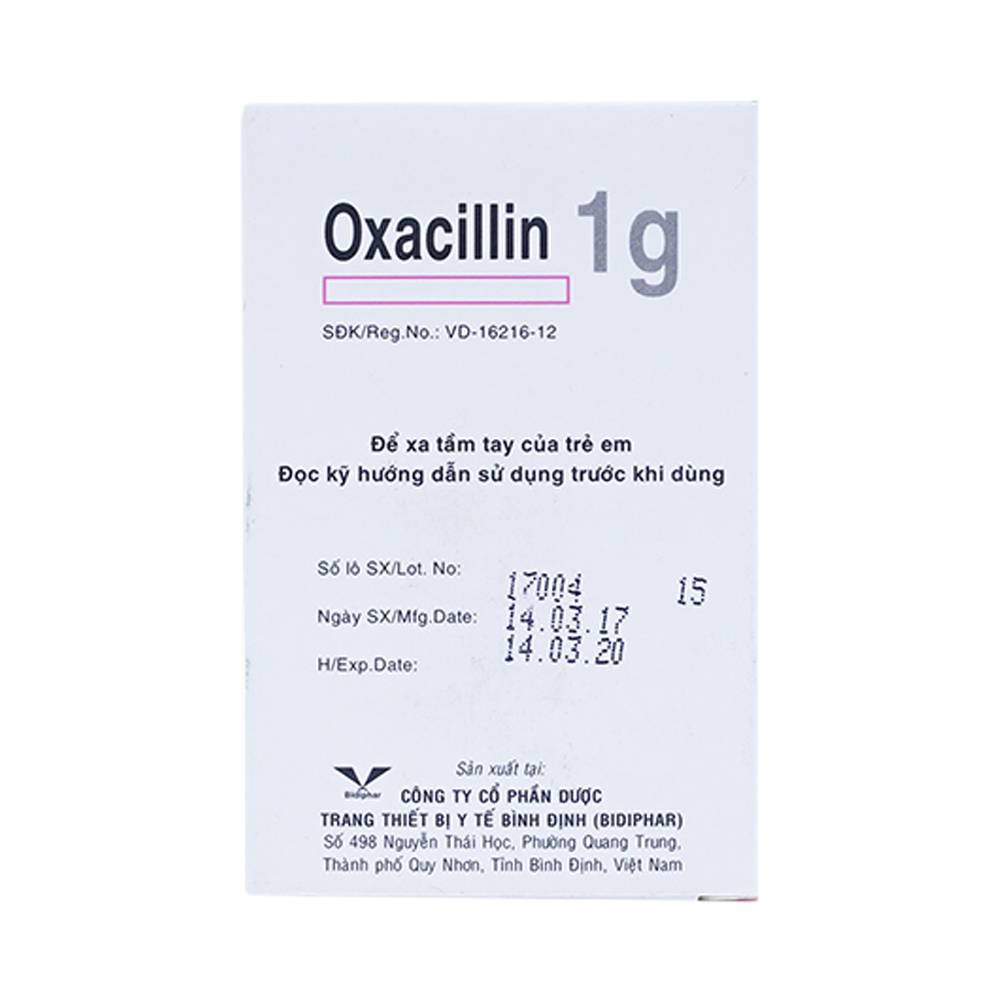 Thuốc tiêm Oxacillin 1g Bidiphar điều trị các chứng nhiễm khuẩn (1 ống)