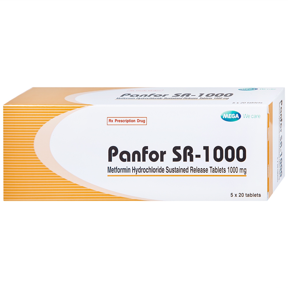 Viên nén Panfor SR-1000 MEGA We Care điều trị bệnh đái tháo đường tuýp 2 (5 vỉ x 20 viên)