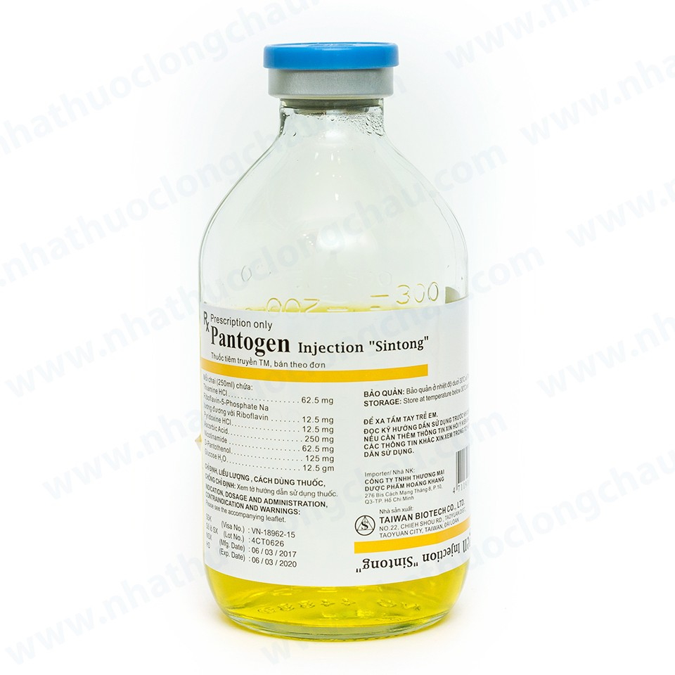 Dịch truyền Pantogen Taiwan Biotech bổ sung phức hợp vitamin B, C, glucose (30 chai x 250ml)