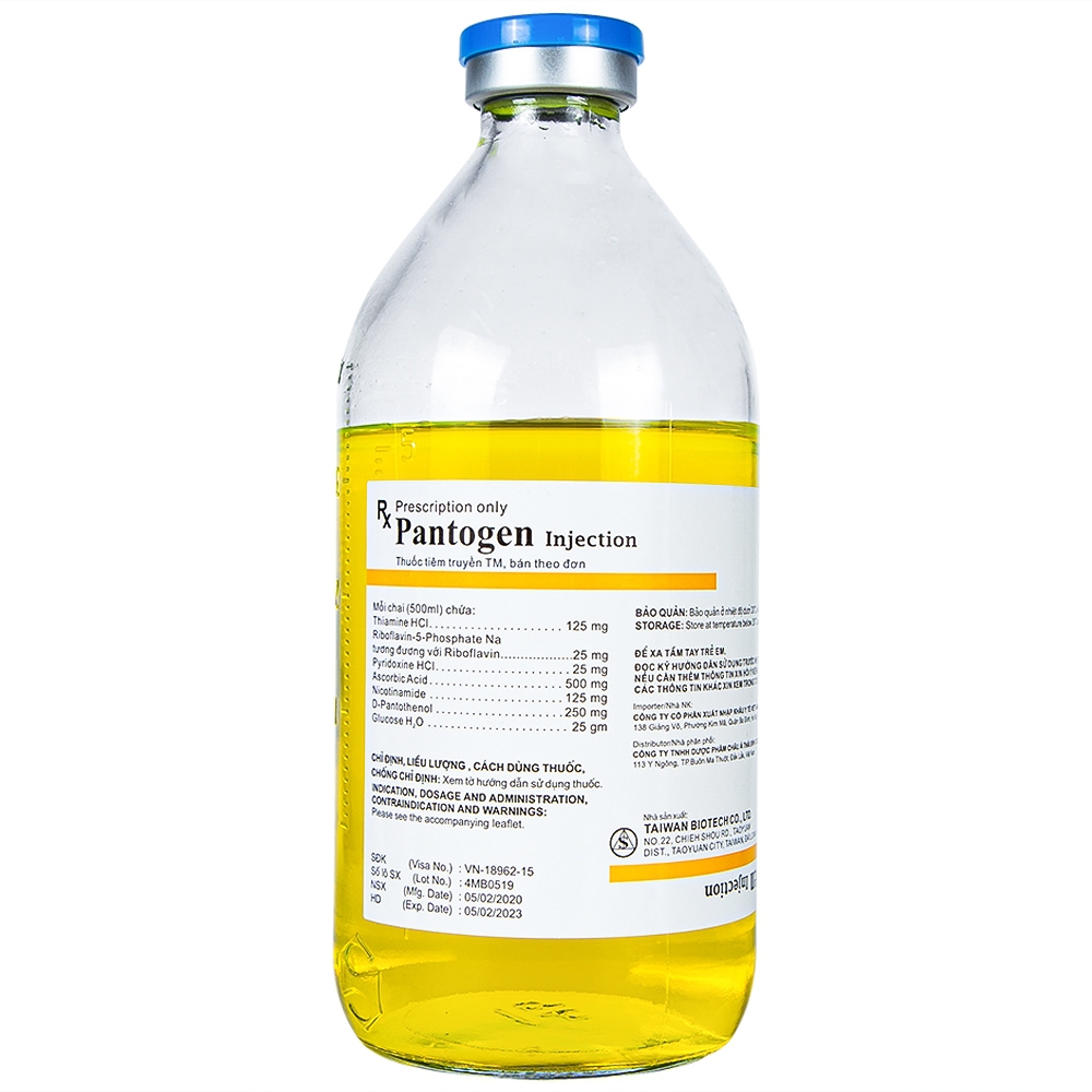 Dịch truyền Pantogen Taiwan Biotech bổ sung phức hợp vitamin B, C, glucose (20 chai x 250ml)