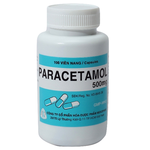 Viên nang cứng Paracetamol 500mg Mekophar điều trị các chứng đau và sốt từ nhẹ đến vừa (100 viên)