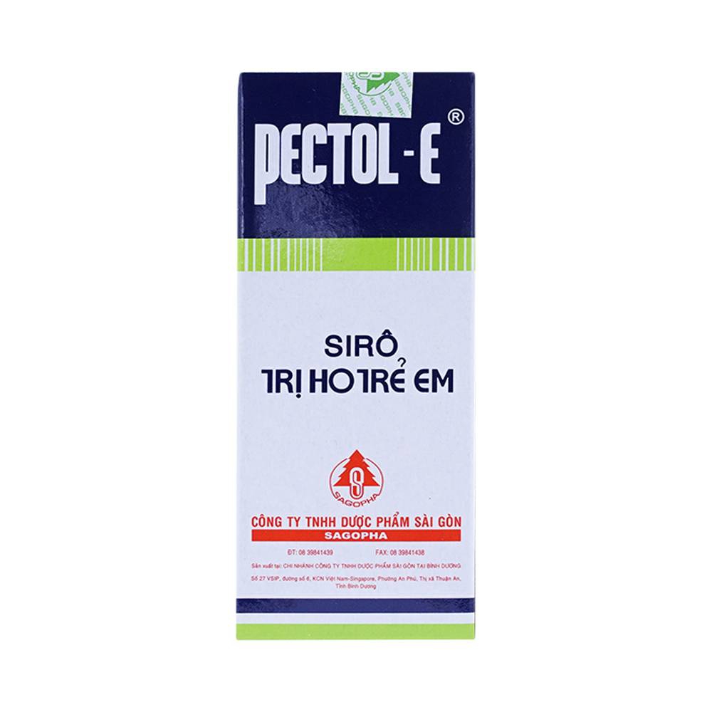 Siro trị ho trẻ em Pectol-E Sagopha điều trị ho, viêm phế quản, suyễn, cảm, sổ mũi (90ml)