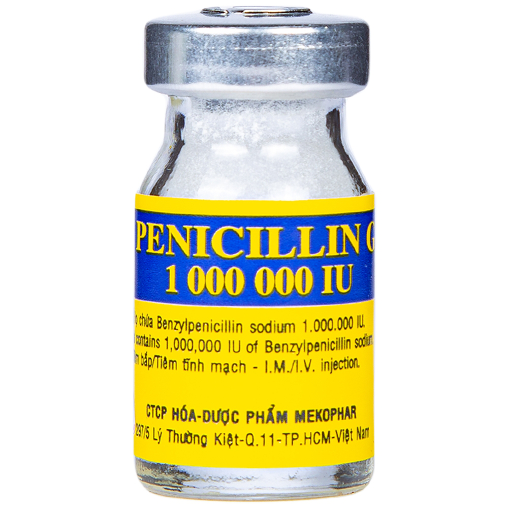 Bột pha tiêm Penicillin G 1 000 000 IU Mekophar điều trị các chứng nhiễm khuẩn (50 lọ)	