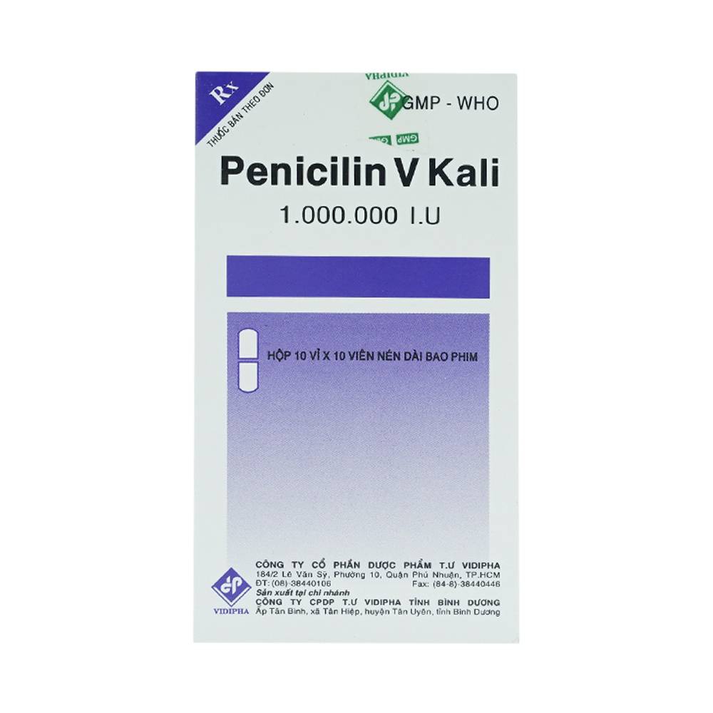 Thuốc Penicilin V Kali 1.000.000 I.U Vidipha điều trị và dự phòng các chứng nhiễm khuẩn (10 vỉ x 10 viên)