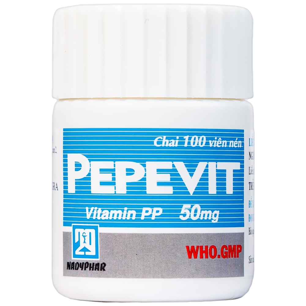 Viên nén Pepevit 50mg Nadyphar điều trị bệnh Pellagra (100 viên)