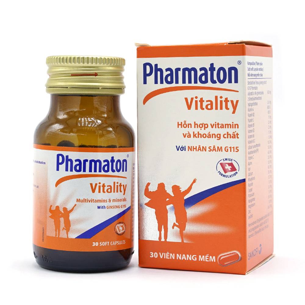 Viên nang mềm Pharmaton Vitality Sanofi bổ sung vitamin và khoáng chất dùng trong kiệt sức, mệt mỏi (30 viên)