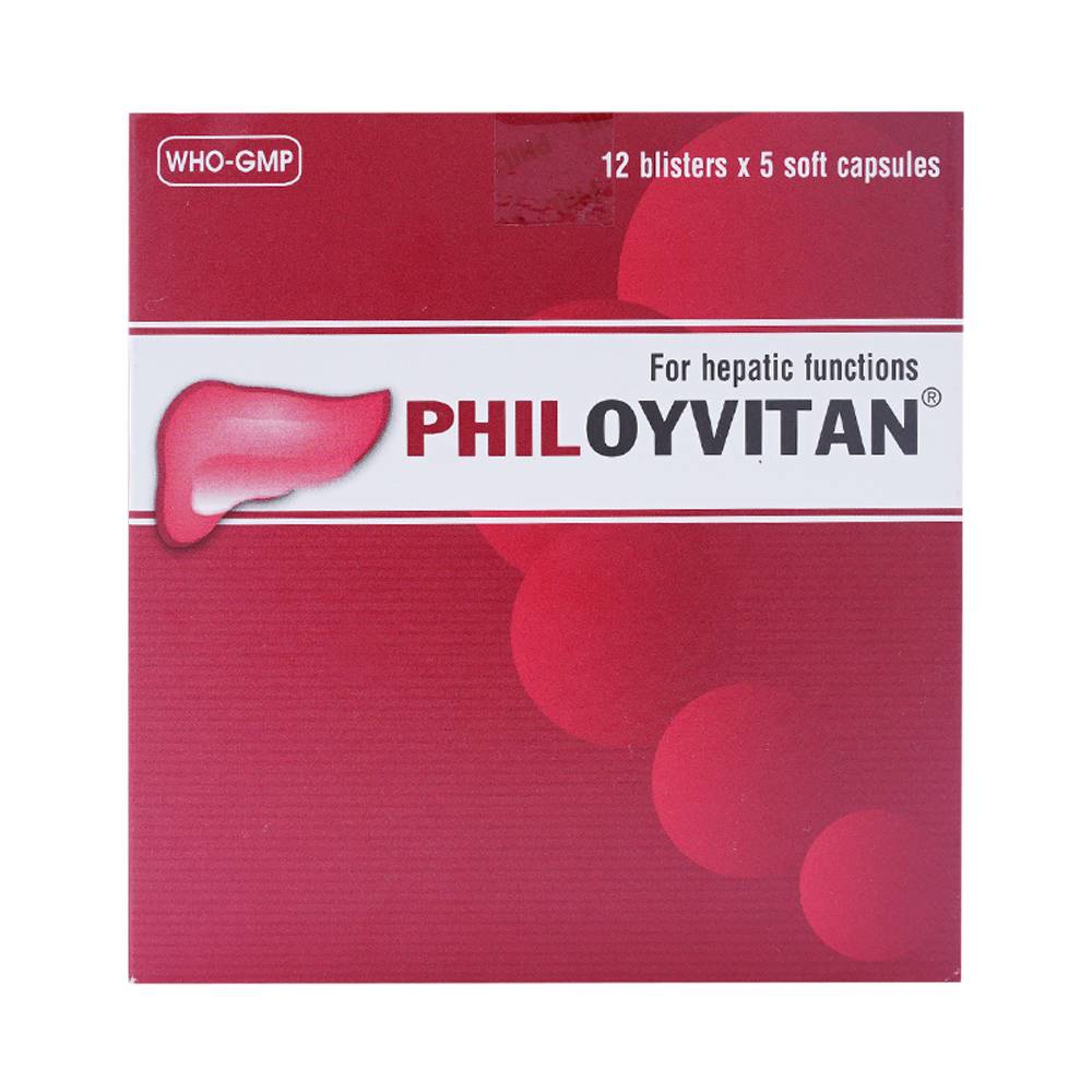 Viên nang mềm Philoyvitan Phil Inter Pharma điều trị hỗ trợ các bệnh gan mạn tính (12 vỉ x 5 viên)