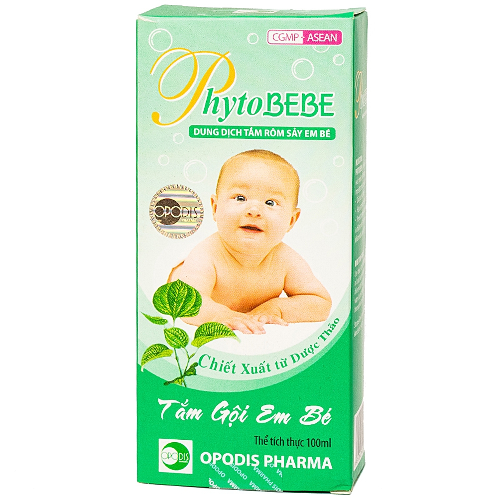 Dung dịch tắm rôm sảy em bé Phyto BEBE Opodis Pharma kháng khuẩn, nấm (100ml)