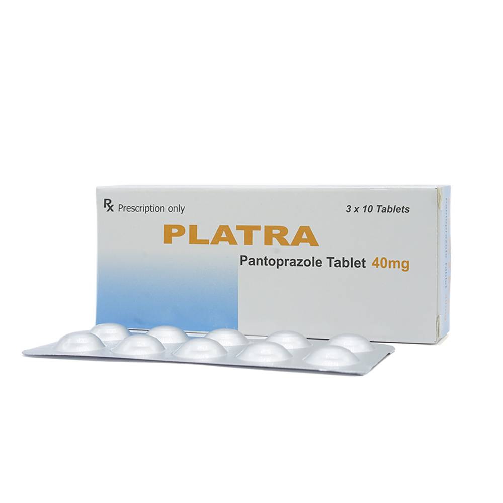 Viên nén Platra 40mg Acme Formulation điều trị bệnh trào ngược dạ dày thực quản (3 vỉ x 10 viên)