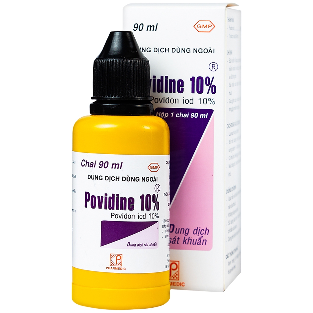 Dung dịch sát khuẩn Povidine 10% Pharmedic ngăn ngừa nhiễm khuẩn ở vết cắt, vết trầy (90ml)