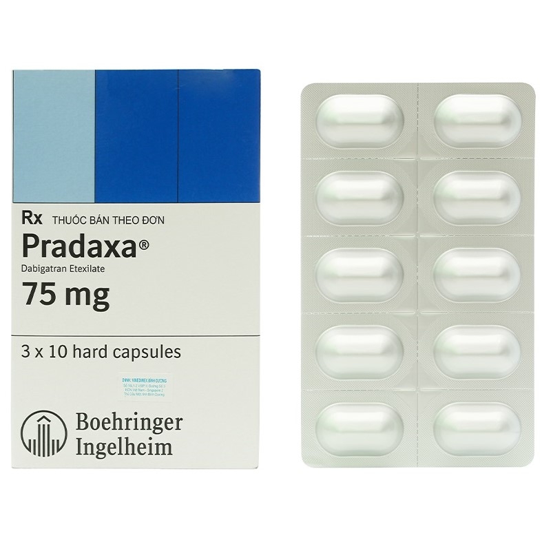 Viên nang cứng Pradaxa 75mg Boehringer phòng ngừa tai biến, đột quỵ (3 vỉ x 10 viên)