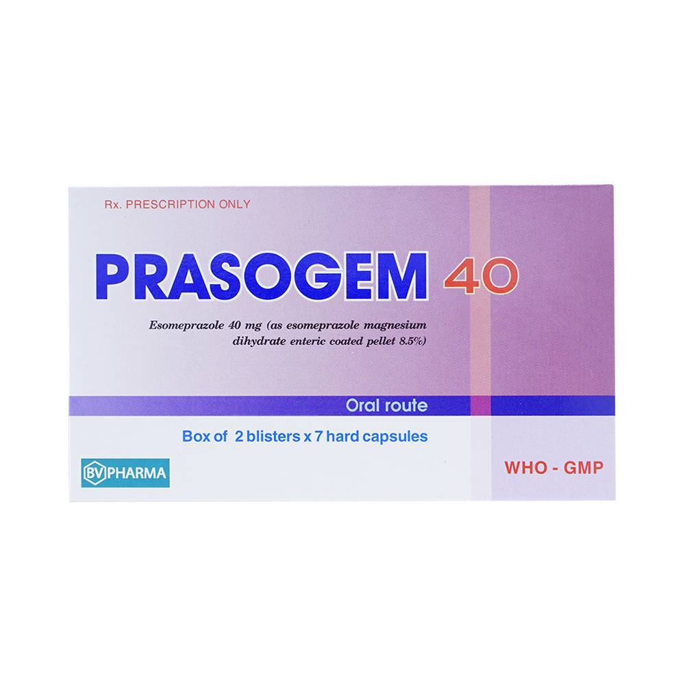 Viên nang cứng Prasogem 40 BV Pharma điều trị loét dạ dày - tá tràng lành tính (2 vỉ x 7 viên) 