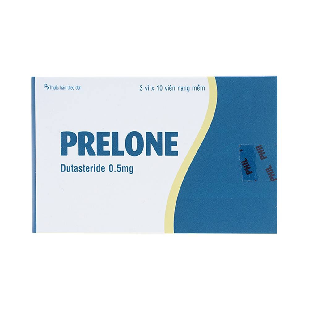 Thuốc Prelone 0.5mg Phil điều trị phì đại lành tính tuyến tiền liệt (3 vỉ x 10 viên) 