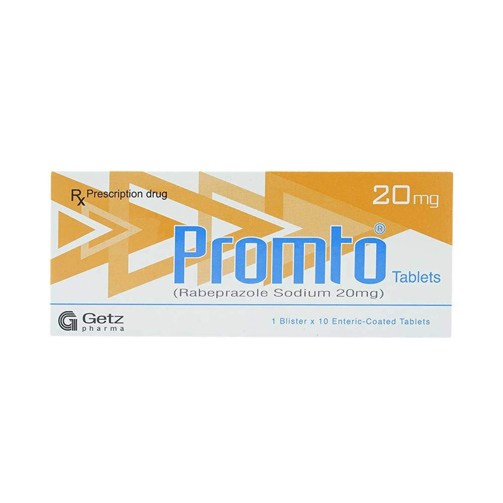 Thuốc Promto 20mg Getz điều trị loét dạ dày, tá tràng (1 vỉ x 10 viên)