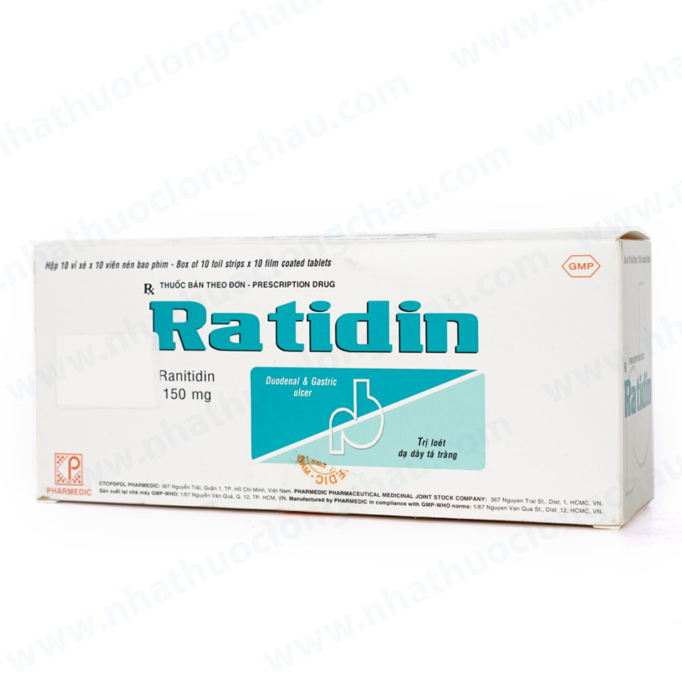 Thuốc Ratidin Pharmedic điều trị loét dạ dày, tá tràng (10 vỉ x 10 viên)