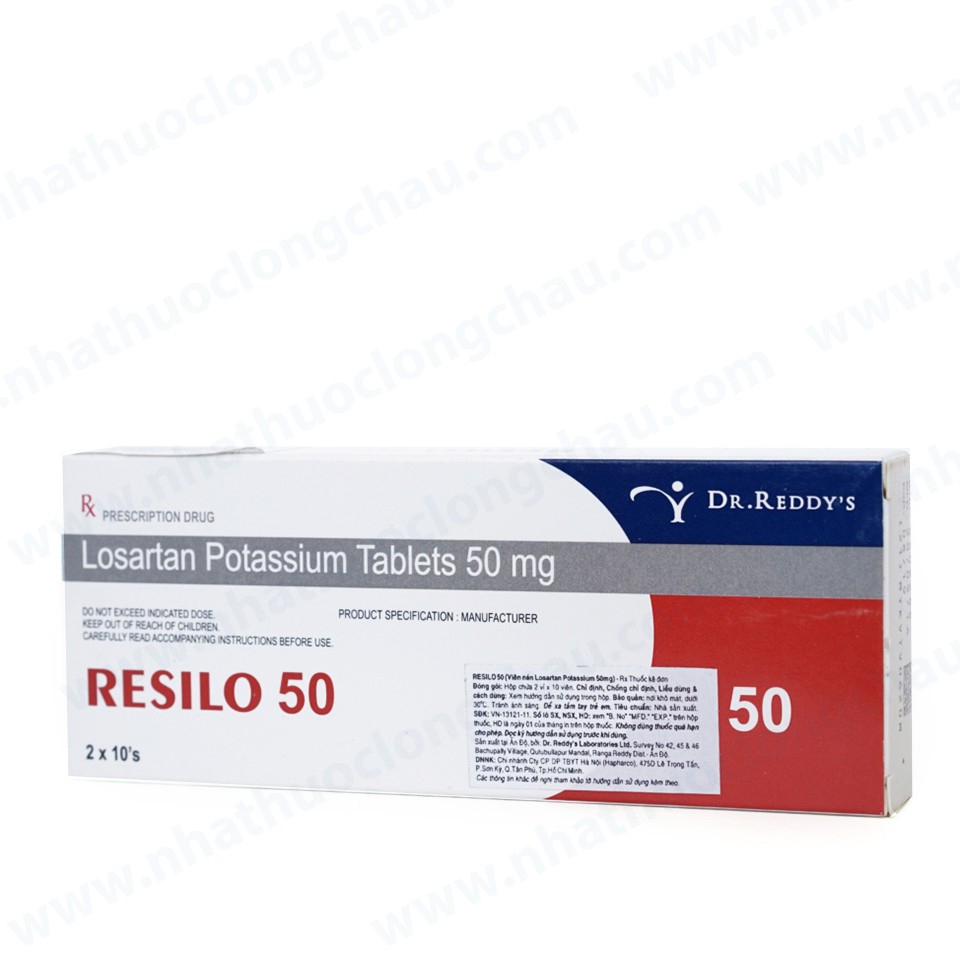 Thuốc Resilo 50 Dr.Reddy's điều trị cao huyết áp (2 vỉ x 10 viên)