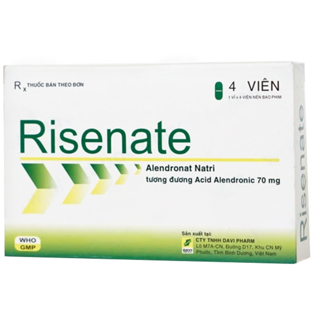 Thuốc Risenate Davipharm điều trị loãng xương ở phụ nữ mãn kinh (1 vỉ x 4 viên)