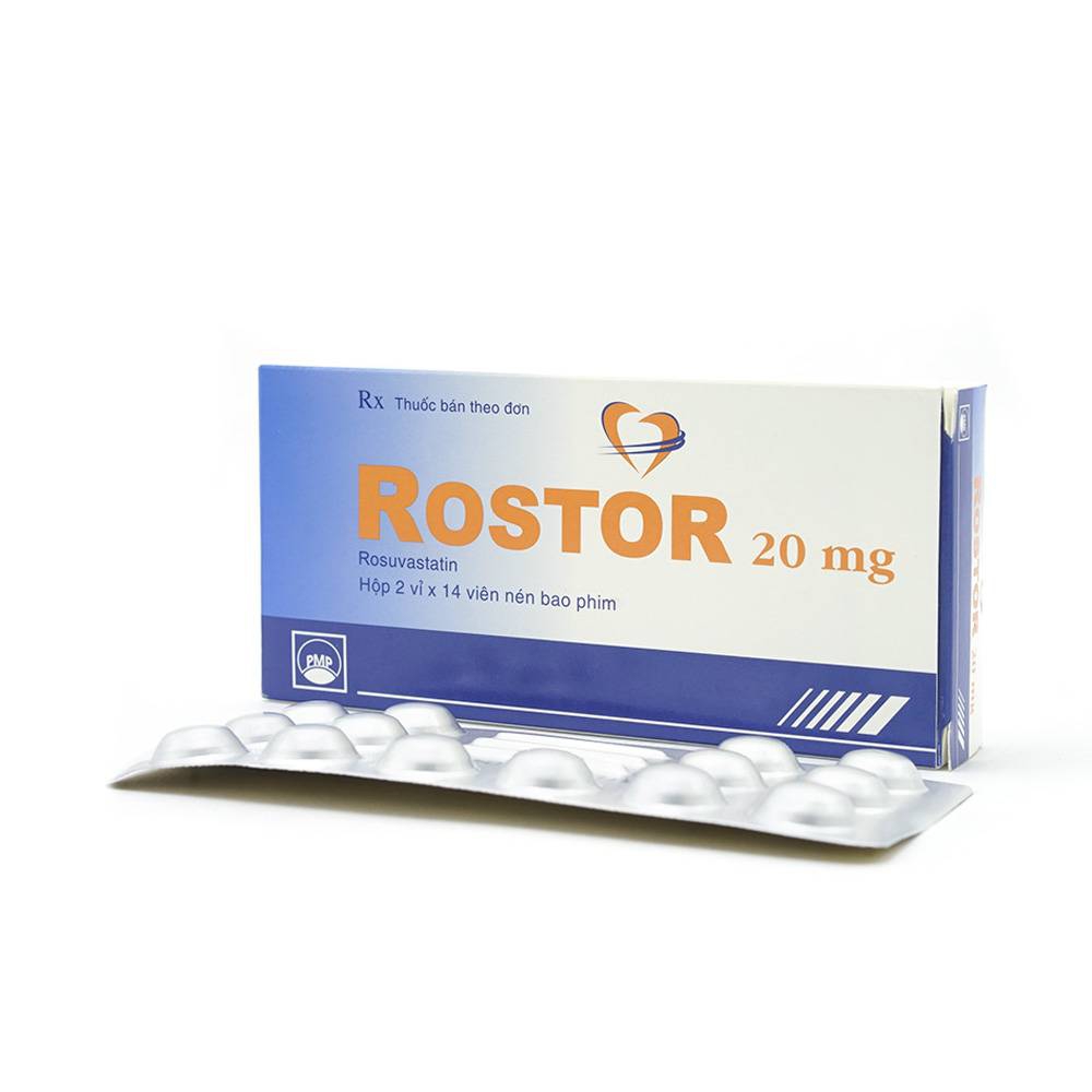 Thuốc Rostor 20mg Pymepharco điều trị tăng cholesterol nguyên phát (2 vỉ x 14 viên)