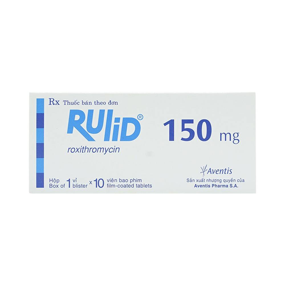 Thuốc Rulid 150mg Aventis điều trị các loại nhiễm khuẩn, bệnh bạch hầu, ho gà (1 vỉ x 10 viên)