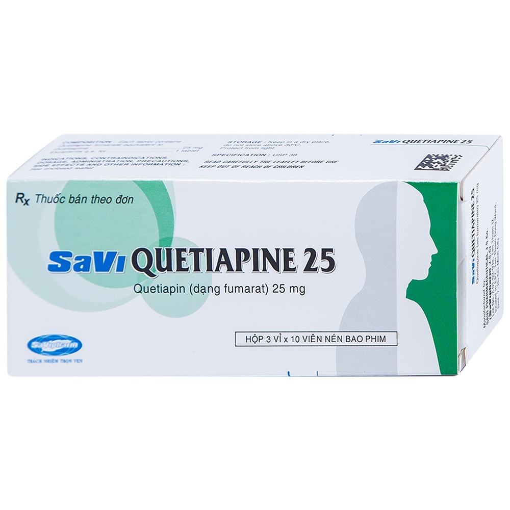 Thuốc Savi Quetiapine 25 điều trị tâm thần phân liệt (3 vỉ x 10 viên)