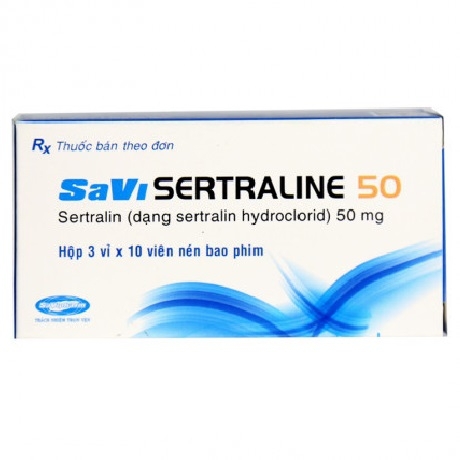 Thuốc Savi Sertraline 50 điều trị trầm cảm, rối loạn hoảng sợ (3 vỉ x 10 viên)