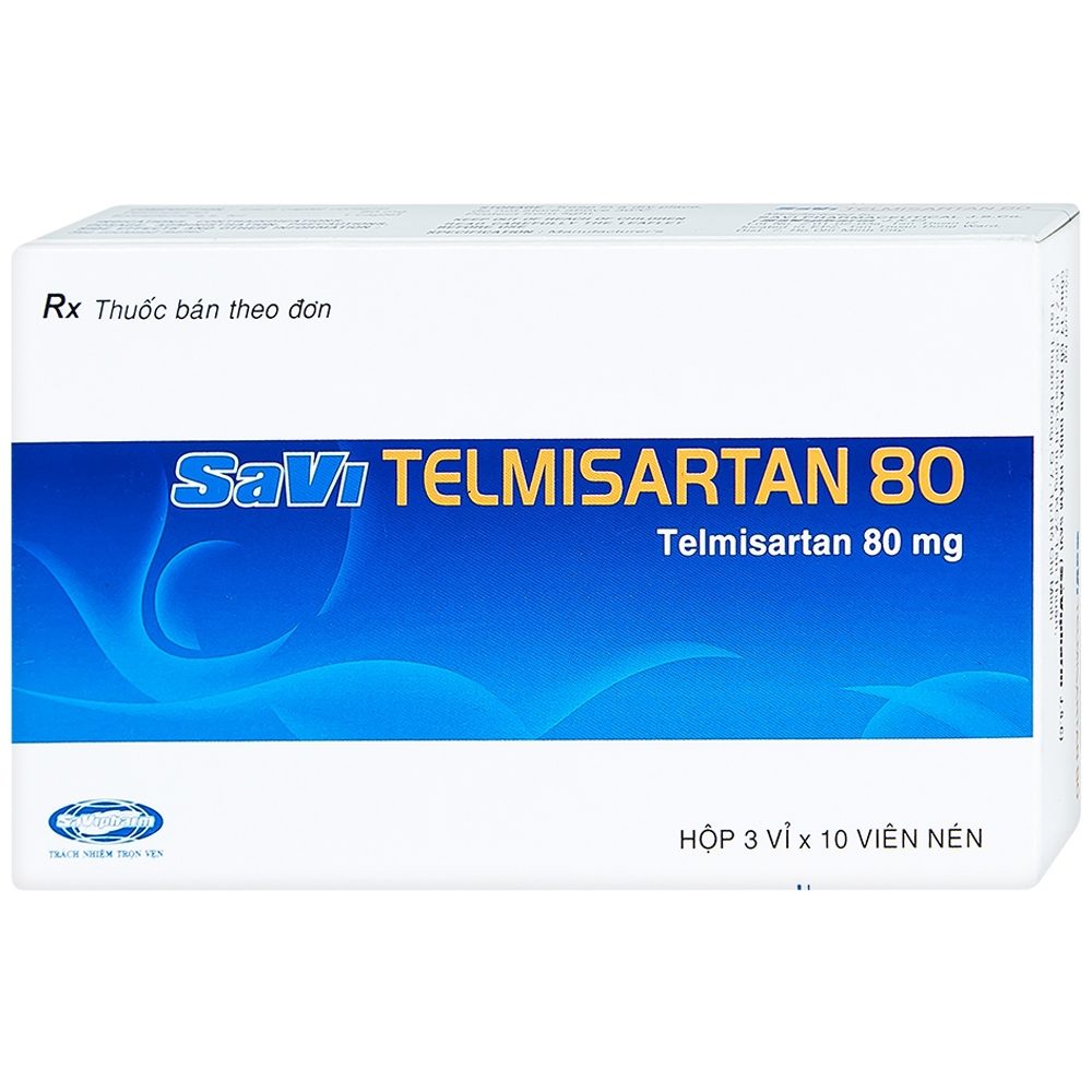 Thuốc Savi Telmisartan 80 điều trị tăng huyết áp (3 vỉ x 10 viên) 