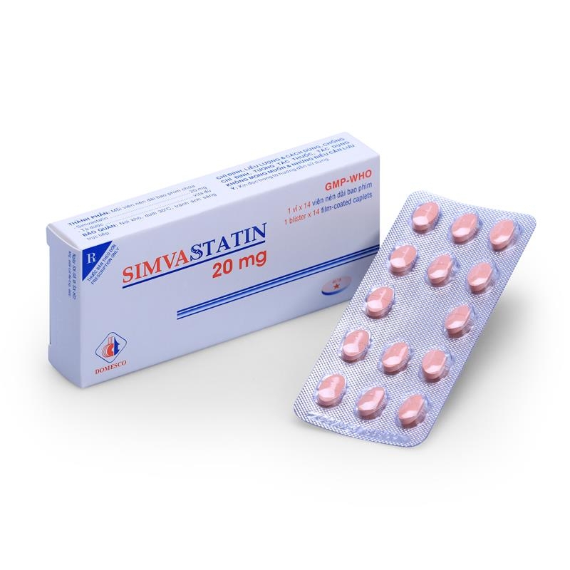 Thuốc Simvastatin 20mg Domesco giảm nồng độ Cholesterol toàn phần (1 vỉ x 14 viên )