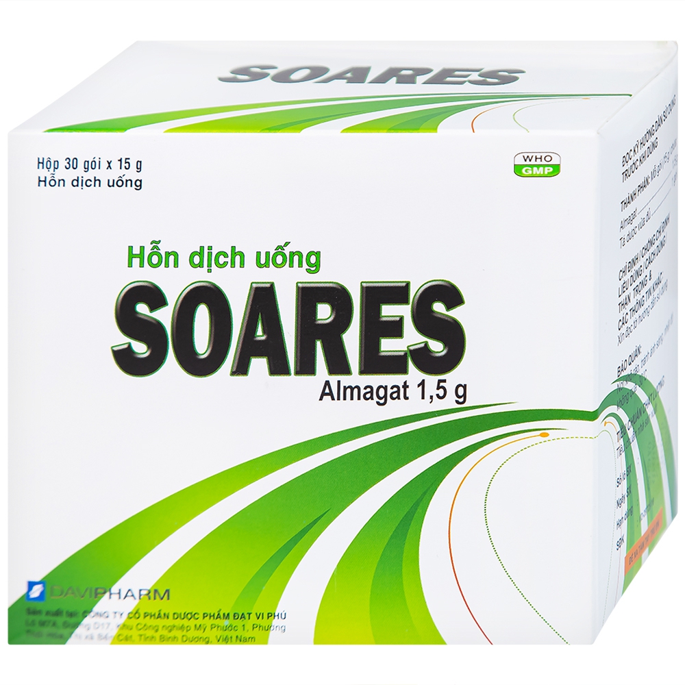 Hỗn dịch uống Soares Davipharm loét dạ dày - tá tràng, viêm dạ dày (30 gói x 15g)