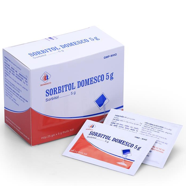 Thuốc bột Sorbitol Domesco 5g điều trị táo bón, phụ trợ chứng khó tiêu (25 gói x 5g)