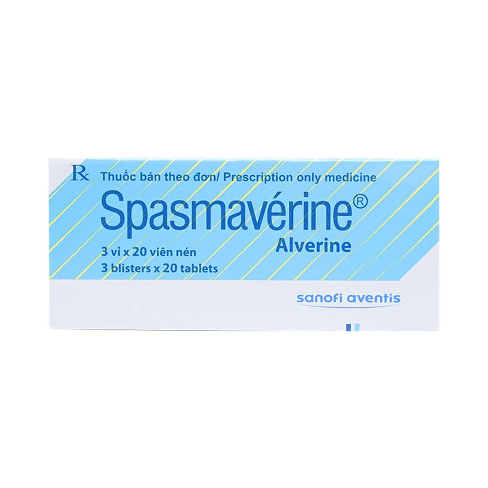 Thuốc Spasmavérine Sanofi điều trị triệu chứng đau do co thắt cơ trơn (3 vỉ x 20 viên)