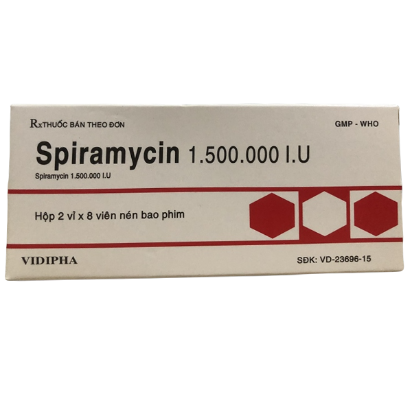 Thuốc Spiramycin 1.500.000 I.U Vidipha điều trị nhiễm khuẩn đường hô hấp (2 vỉ x 8 viên)