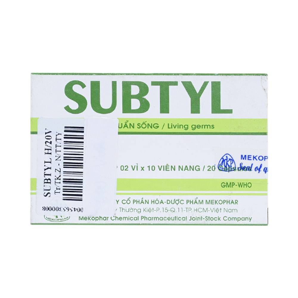 Thuốc Subtyl Mekophar điều trị tiêu chảy, viêm ruột (2 vỉ x 10 viên)