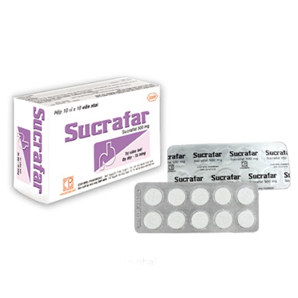 Viên nhai Sucrafar Pharmedic điều trị loét dạ dày và tá tràng (10 vỉ x 10 viên)