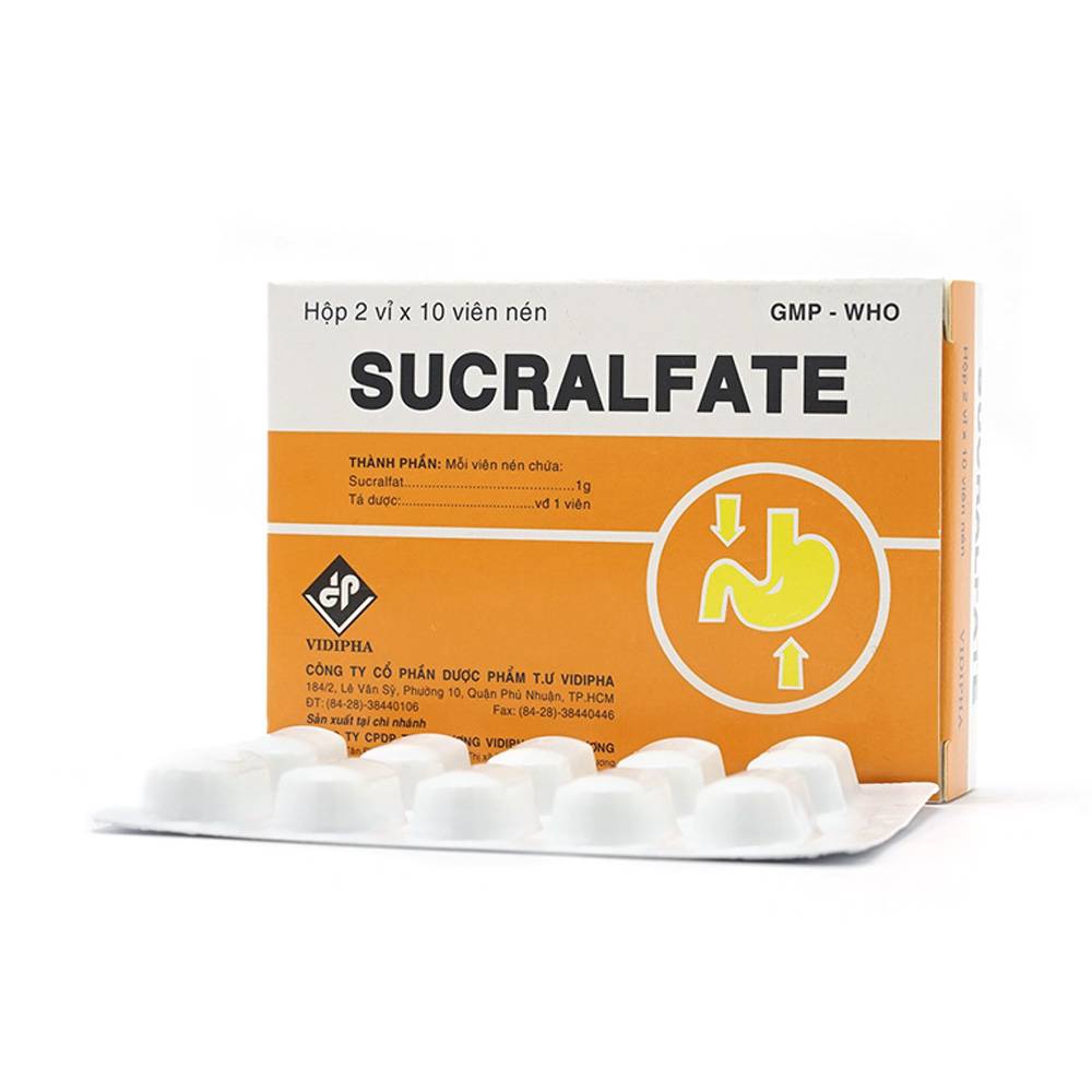 Thuốc Sucralfate Vidipha điều trị loét tá tràng - dạ dày (2 vỉ x 10 viên)