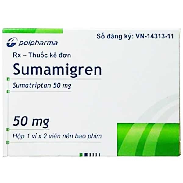 Thuốc Sumamigren 50 PolPharma điều trị đau nửa đầu (1 vỉ x 2 viên)