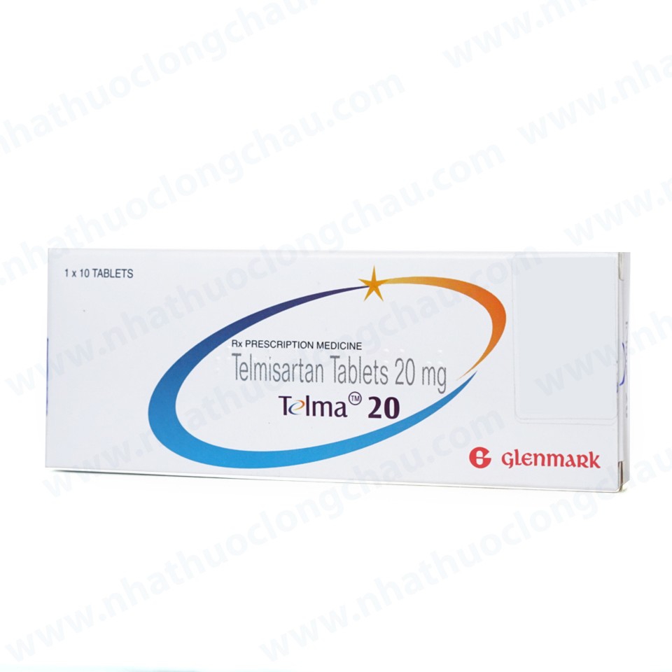 Thuốc Telma 20 Glenmark điều trị tăng huyết áp vô căn (1 vỉ x 10 viên)