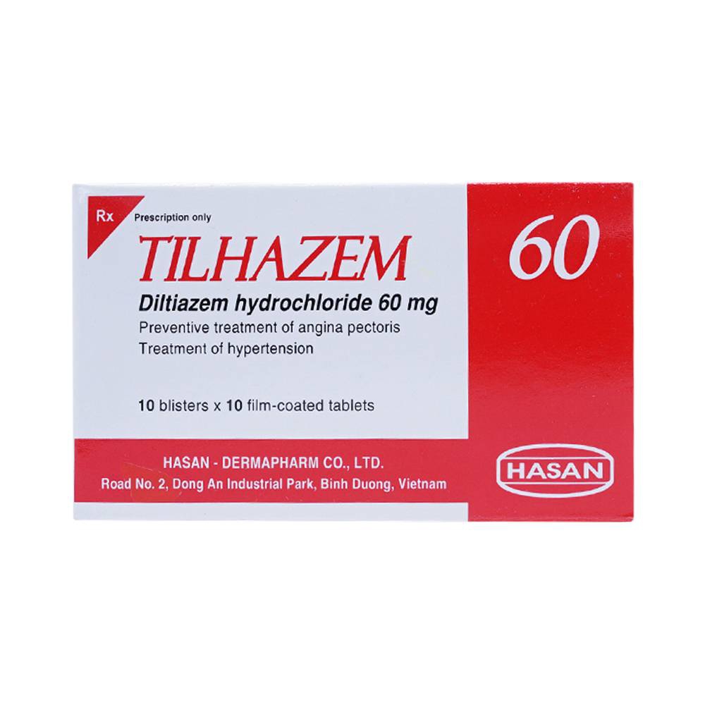 Thuốc Tilhazem 60 Hasan điều trị và dự phòng cơn đau thắt ngực (10 vỉ x 10 viên)