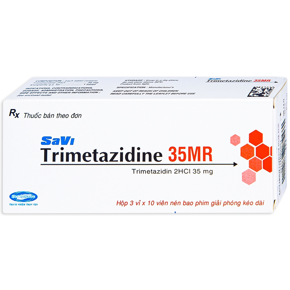 Thuốc Savi Trimetazidine 35MR điều trị đau thắt ngực (3 vỉ x 10 viên)